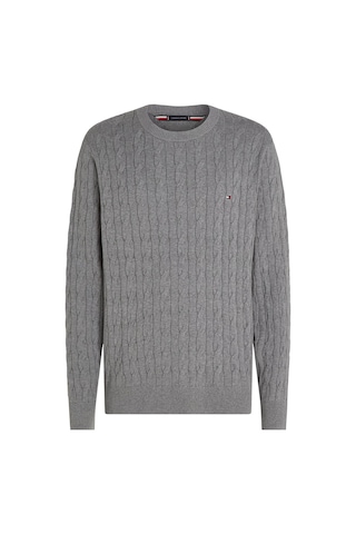 Tommy Hilfiger Erkek Classıc Cotton Cable Crew Neck Kazak-gri Medium Grey Heather