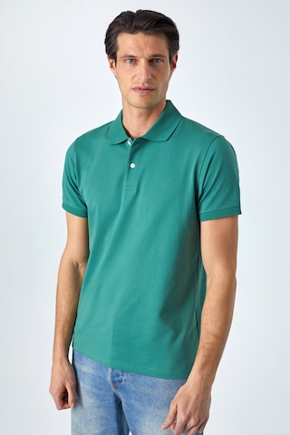 Grimelange MONAGHAN Erkek Polo Yaka Relaxed Fit Patlı Düğmeli Kısa Kollu Yeşil T-Shirt