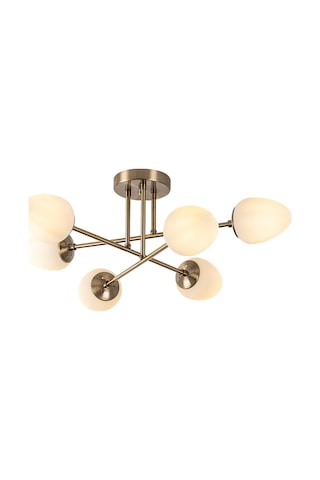 Mudo Home Perla 6'lı Gold Avize 32x81 Cm Beyaz