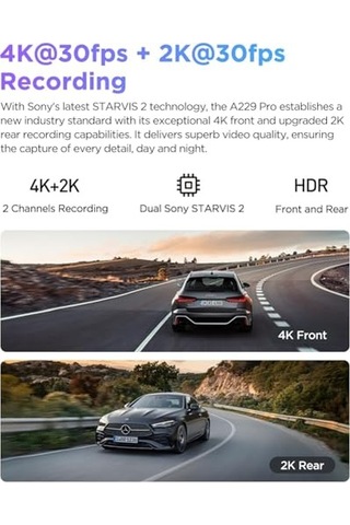 Pro 4k Hdr Starvis 2 Sensörlü Wi-fi S'li Araç Kamerası Diğer
