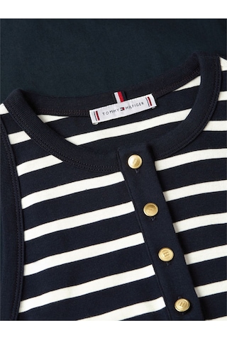 Tommy Hilfiger Gold Button Poplın Mıx Dress Kadın Mavi Elbise - Ww0ww49628