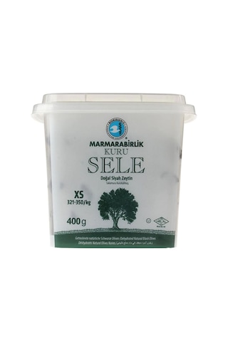 Marmarabirlik Doğal Kuru Sele 321-350 KB XS Siyah Zeytin Kutu 400 G Marmarabirlik Doğal Kuru Sele 321-350 KB XS Siyah Zeytin Kutu 400 G