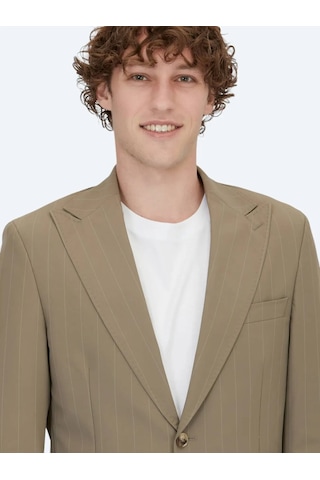 Vizon Çizgili Modern Fit Takım Elbise Vizon