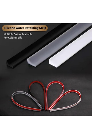 Mufunye 2 Metre Katlanabilir Banyo Su Engeli - Otomatik Yapışkan Islak/kuru Ayrımı Duvarı Beyaz Beyaz