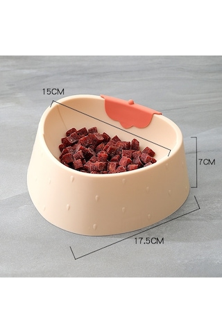 Cbtx Çilek Şekilli Hayvan Kasesi Kedi Karikatür Kaymaz Kase Gri