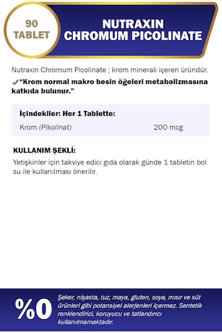 Nutraxin Chromium Picolinate 200 Mcg 90 Tablet