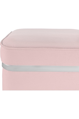 Zengo Silver Twin Line Kare Puf -pembe Kumaş, Dekoratif Makyaj Masası Pufu-modern Style