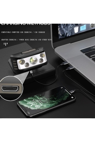 Novahub Led Far Dahili Pil Yüksek Kaliteli Xp-g Q5 Sensör Başkanı El Feneri Lambası Far Beyaz Lamba Kırmızı Yayan Renkli Işık Çok Renkli Çok Renkli