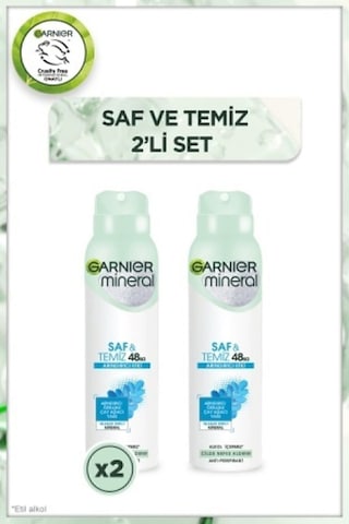 2'li Mineral Saf Ve Temiz Sprey Kadın Deodorant Seti, 72 Saat Etkili