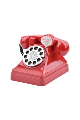 Yaozixa Küçük Boy Kırmızı Telefon Şeklinde Plastik Kumbara - Para Tasarrufu Ve Dekoratif Heykel -招财狗 Desenli Hediye Öğesi