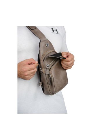 Mft Leather Hakiki Deri Unisex Çapraz Çanta Baggy 6981 Tiguan Gri