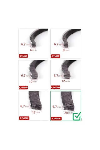 Cam Balkon, Sürgülü Kapı Fitili, Kıl Fitil Taban 6,7 Mm, Yükseklik 20 Mm, Uzunluk 10 Metre 67x2000 Diğer