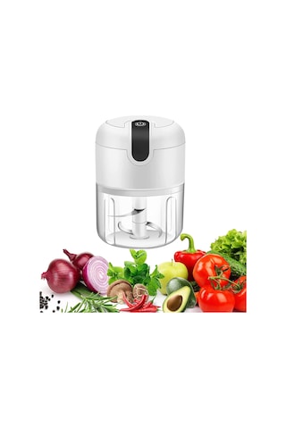 Maiyame Usb Şarjlı Mini Mutfak Robotu, 250ml, 3 Paslanmaz Çelik Bıçak, Sarımsak Dilimleyici, Et/ Sebze/ Meyve/ Bebek Yemeği, Kablosuz, Kolay Temizlenir Beyaz