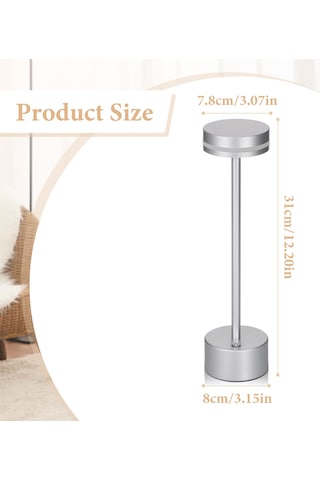 Springsun Neoglint Led Kablosuz Masa Lambası Metal Başucu Gece Lambası Dokunmatik Kontrol Kademesiz Kısılabilir 3 Işık Rengi