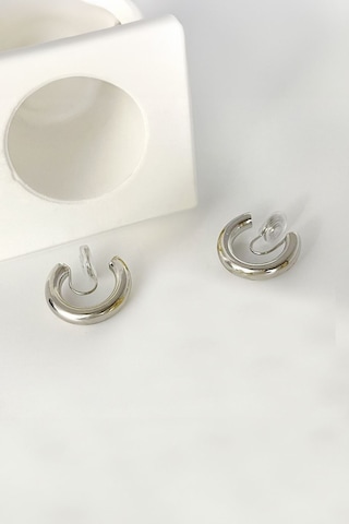 Chavin Gri Bijuteri Deliksiz Kulaklar İçin Geçirmeli Küpe Ev16by Gri