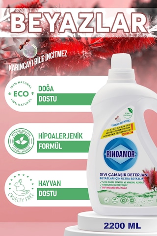 % 100 Doğal Bitkisel Sıvı Çamaşır Deterjanı Organik Nioli Yağlı - Beyazlar İçin Ultra Beyazlık 2200 ML