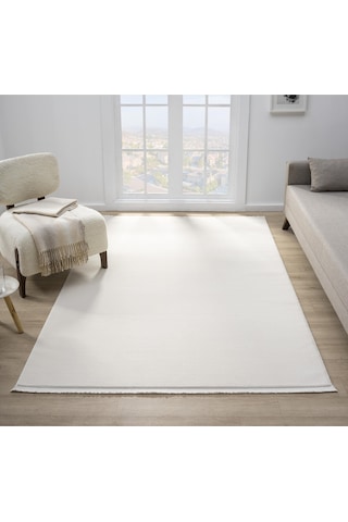 Mariesse Home Artes Serisi Bambu Dokulu Modern Sık Dokuma Koridor Kesme Yolluk Dokuma Makine Halısı Smart12000 Krem