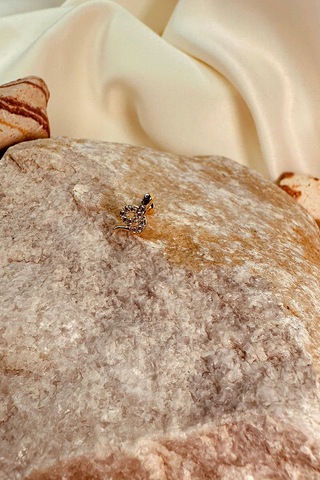 Taşlı Kobra Kıvrak Yılan Tasarım Gold Renk Stainless Steel Çelik Piercing Tragus Helix