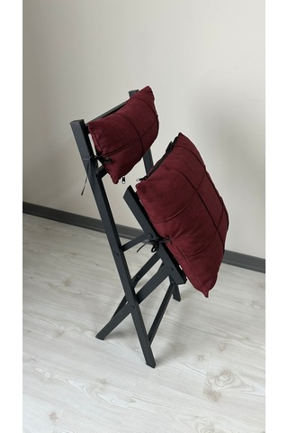 Modern Style Home Bahçe - Balkon, Iç Ve Dış Mekan Katlanır Metal Sandalye 3 Adet Bordo