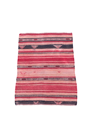 El Dokuma Kilim 85x105 Kırmızı İnce %100 Yün Kilim
