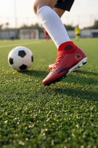 Enoch Erkek Çocuk Kırmızı Bilek Destekli Desenli Çivili Futbol Kramponu Kırmızı