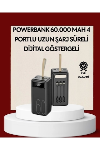 4 Çıkışlı Hızlı Şarj Destekli Powerbank Çok Renkli