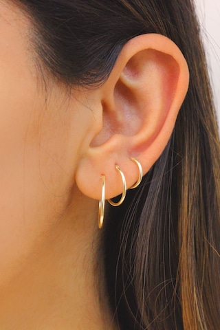 Midyatgümüşnurtaş 3'Lü Halka Altın Kaplama Bayan Gümüş Küpe 21/18/16 Mm