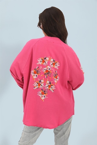 Wpr Kimono Reglan Kol Nakışlı Keten - Fuşya-fuşya Fuşya