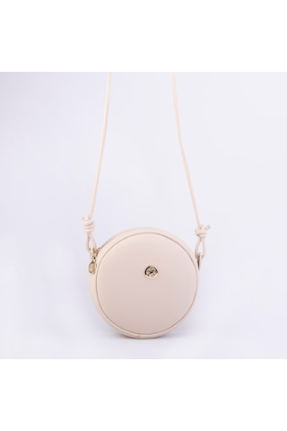 Nas Bag Kadın Yuvarlak Oval Yazlık Moda Çanta Krem Luna Krem