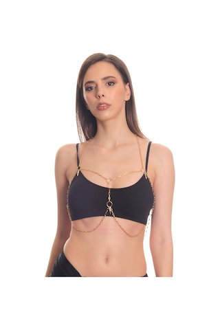 Kadın Altın Renk Lak Kaplama Yuvarlak Parçalı Ayarlanabilir Vücut Zinciri, Vücut Kolyesi Altın