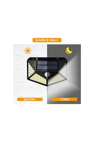 Technojet 100 Ledli Güneş Enerjili Bahçe Lambası Solar Hareket Se