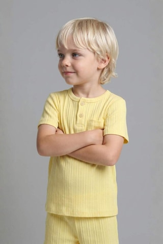 Defacto Kısa Kollu Üst Şort Alt 2li Pijama Takımı Erkek Bebek H5378a526hsyl273 Sarı-yl273