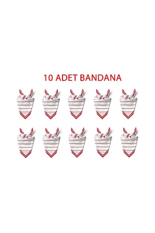 10'lu Paket K.atatürk İmza Desen Bandana/fular Beyaz