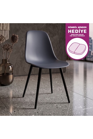 Vilinze Eames Siyah Ahşap Ayak Plastik Füme Sandalye Eames-beyaz Füme - Siyah