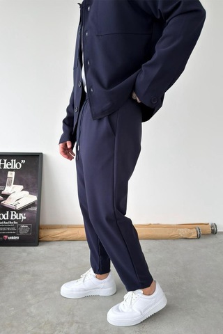 Lacivert Basic Boyfriend Kumaş Pantolon Lacivert