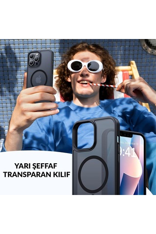 Bix Apple Uyumlu iPhone 12 / 12 Pro Magsafe Kılıf Tam Koruma Manyetik Darbe Emici Gece Mavisi