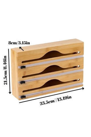 Bambu Streç Film Ve Folyo Kesici Pratik, Dayanıklı Ve Şık Mutfak Düzenleyici 33 21.5 8 Cm Bambu