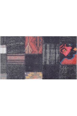 Piksel Halı Siyah Patchwork Desen Dijital Baskı Halı Çok Renkli