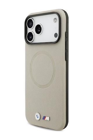 İphone 17 Pro Max Uyumlu Kılıf Bmw Lisanslı M-safeli Metal Logolu Delikli M Dizayn Deri Kapak Gri Gri