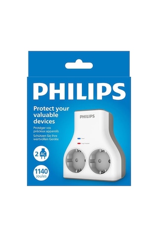 Philips Chp7022w/62 İkili Akım Korumalı Priz 1140j Aşırı Gerilim Koruma 0