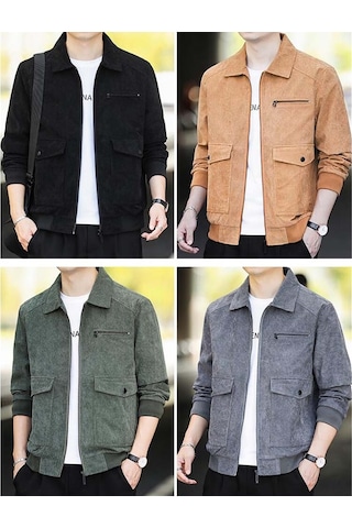 Pasifix Sonbahar ve Kış Gündelik Ceket Vintage Kadife Yaka Ceket 001