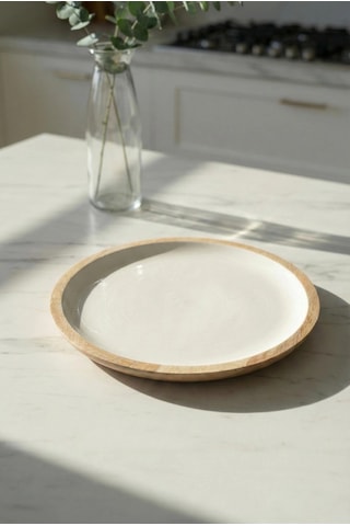 Mango Agacı Servis Tabağı & Sunum Tabağı 25 Cm Krem Çok Renkli