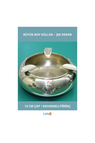 Büyük Boy Pirinç Küllük 12 Cm Şık Tasarım