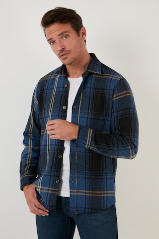 Buratti Ekoseli Uzun Kollu Slim Fit Kışlık Erkek Gömlek Cf21W112844 Indigo