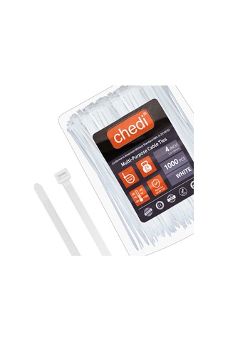 Chedı Kablo Bağları, 10 Cm 1000'li Paket Çok Amaçlı Kullanım, Premium Kalite Beyaz Kablo Klipsi