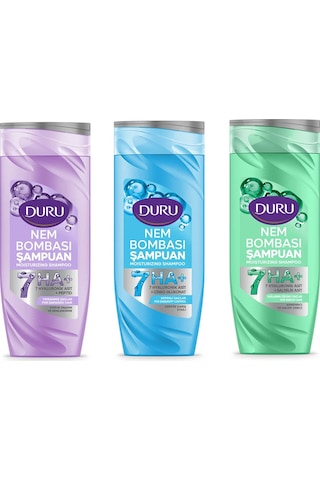 Duru Nem Bombası Şampuan 400 Ml Yağlanma-yıpranmış-kepeğe Karşı 3 Lü Karma Paket Tüm Saçlar