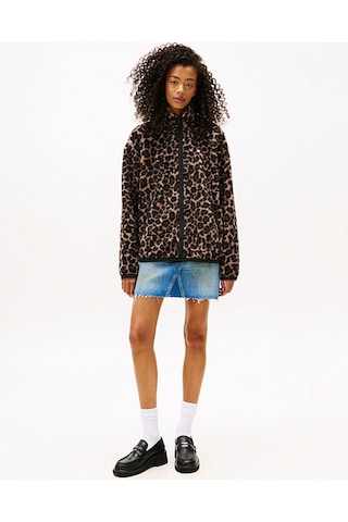 Tommy Hilfiger Tjw Tam Fermuarlı Armalı Kürk Dokulu Kadın Kahverengi Sweatshirt Dw0dw215960hd Kahverengi