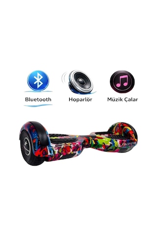 Elektrikli Kaykay Hoverboard Bluetooth Hoparlörlü 6.5 Inch Otomatik Akıllı Denge RS-S5 -Grafiti Mix