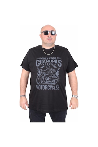 Moc Grande Mocgrande Erkek Büyük Beden Sıfır Yaka Tişört Only Cool 25177 Sıyah Siyah