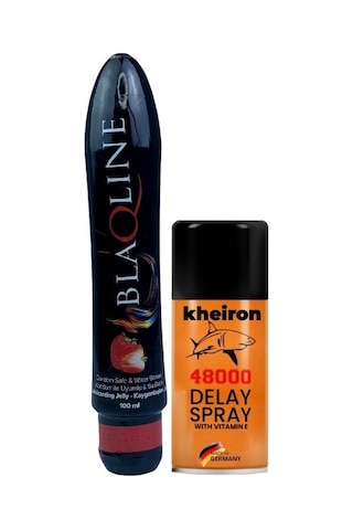 Blaqline Su Bazlı Çilek Kayganlaştıcı Jel 100 ML + Kheiron Orange 48000 Geciktrici Sprey 40 ML